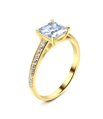 Gold Plated CZ Silver Ring NSR-2830-GP